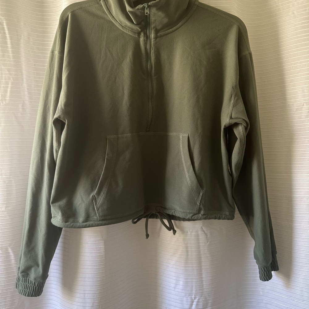 Abercrombie & Fitch Sage Green Half-Zip Sweatshirt